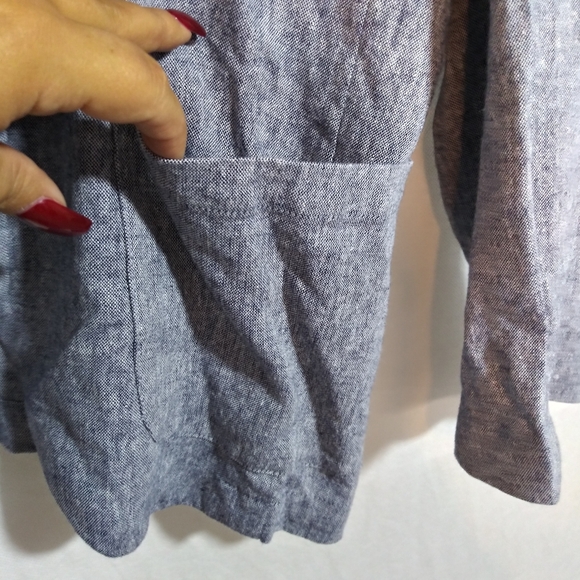 Juniper Blu Linen 2 Button Blue Blazer Jacket Pockets Sophisticated Size L - Picture 8 of 10